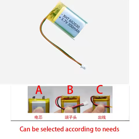 602030 3.7V 300mAh Polymer Li-ion Rechargeable Battery for LED Lights Beauty Instruments Bluetooth H