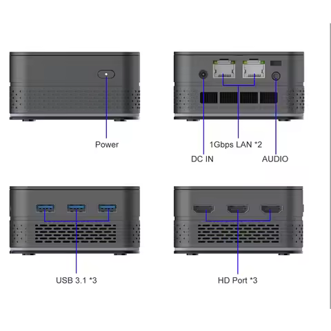 T9 Plus Mini PC Intel Alder Lake N100 N150 16GB LPDDR5 512GB SSD Win 11 Palm Computer 2* LAN 3*HDMI 