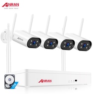 ANRAN Wireless CCTV Camera 3MP 8Channel NVR Set cctv Security System with 4pcs IP Cameras, Two Way Audio, Motion Detection Alarm, Outdoor Waterproof, Remote View, Color Night Vision, 1TB Hard Disk