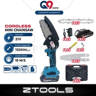 Q9 21V Cordless 4" Mini Chainsaw | Handheld One Hand Chain Saw | Wood Cutter | Mesin Potong Kayu | Q