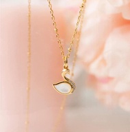 白貝天鵝純銀鍍18k金頸鏈