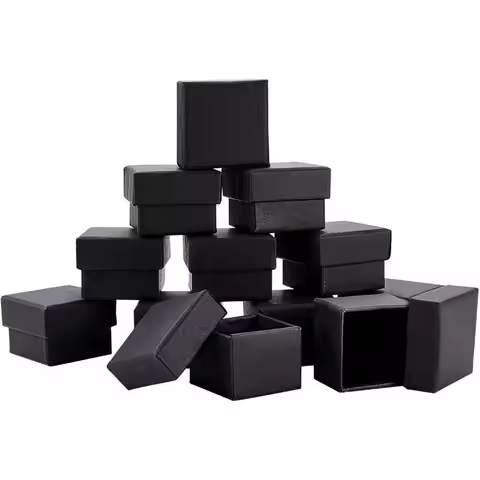 24 Pack Jewelry Ring Boxes Kraft Square Cardboard Jewelry Boxes 1.7x1.7x1.18inch for Jewelry Wedding