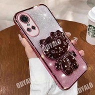 Luxury Casing for OPPO Reno 10 5G RENO 10 PRO RENO 11 PRO 5G 2023 Case with Lovely Cute 3D Plating Kitty Cat Holder Stand Mirror Case for Girls Bling Glitter Cover