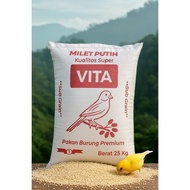 VITA BRAND white millet REPACK 200 gr CLEAN WHITE PUR FEED LOVEBIRD AND BIRD FOOD 200gr