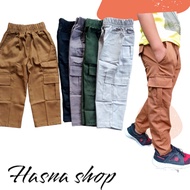 Children's chino cargo trousers 1-13 years old, choose color Seluar Budak Lelaki Seluar Cargo Budak 