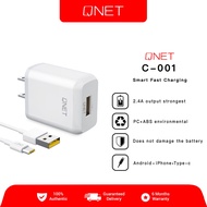 Cell phone charger QNET C-001 Fast Charging Mini Perfect Charger 2.4A For (Type-C, Android and IOS)