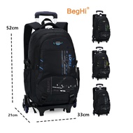 Trolley School Bag Beg Sekolah Roda Luggage Bag Budak Beroda Primary Secondary School 2 or 6 Wheel W