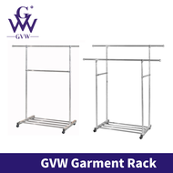 GVW Single or Double Stainless Steel Garment Hanger Clothes Hanger Drying Shoes Rack W Wheels