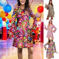 70s 60s Disco Outfit for Women, 70's Hippie Style Dress