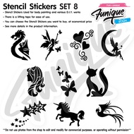 SET 8 Designs STENCIL Stickers