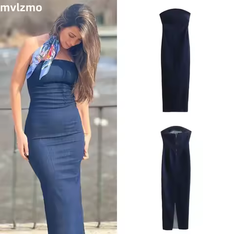 2024 Europe and the United States spring new spicy girl a word collar bust tight package hip cowboy 