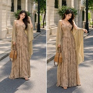 Floral Strapless Dress Minimalist Beige Color Beautiful Beachwear