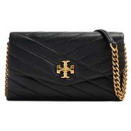 TORY BURCH TORY BURCH Kira Chevron Chain Wallet Black Gold Tone Hardware 90343