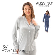 Aussino Cool Jammies Bamboo Cooling Long Sleeve Sleepwear Pajama Set