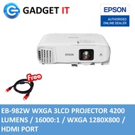 EPSON EB-982W 4200 LUMENS WXGA 3LCD PROJECTORS  WITH FREE HDMI CABLE (New Replacement for EB-2142w)
