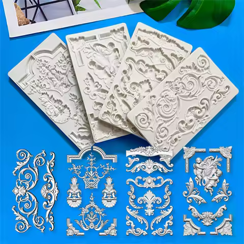 New European retro relief silicone mold lace chocolate cake decorated with fondant dripping clay