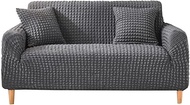 Sofa Slipcover, Sofa Covers, Seersucker Sofa Case, High Elastic Fabric, Sofa Protectors, with Anti-Slip Foams (Dark Gray, 3 Seater)