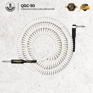 SONICAKE QGC-50 Instrument Coiled Cable 32Feet/10M  (1/4 Right Angle to Straight) (White)