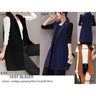 HITAM Blazer Women Long Black Korean Style Blazer Stradi F5N9 Blazer Women Long Vest Blazer