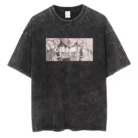 Attack on Titan Erwin Smith Shinzou Wo Sasageyo 2026 Summer Men Women Cotton T Shirt Vintage Washed 