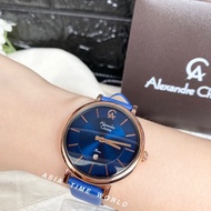 *Ready Stock*ORIGINAL Alexandre Christie 2750LDLRGBU Blue Genuine Leather Water Resistant Ladies Watch
