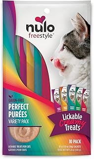 Nulo Freestyle Perfect Purees - Variety Pack - Cat Food, Pack of 10 - Premium Cat Treats, 0.50 oz. Pouches - Meal Topper for Felines - High Moisture Content and No Preservatives