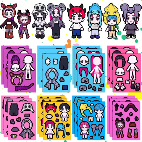8/24pcs New Hunters and 99-nights Make a Face Stickers DIY Handicrafts Waterproof Puzzle Reward Stat