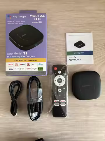 Mortal T1 Android 14.0 OS TV Box Allwinner H313 Quad-Core HDR10 4K 8GB RAM 128GB ROM 2.4G&5G Wifi Ho