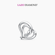 LAZO DIAMOND Minimalist Intertwined Ribbon Hearts Diamond Pendant in 9k White Gold