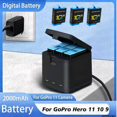 2000mAh Battery For GoPro Hero 11 10 9 Li-ion Battery Pack Motion Camera Battery Storage for GoPro H