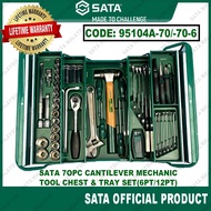 SATA 70Pc Cantilever Mechanic Tool Chest & Tray Set(MM) 95104A-70/95104A-70-6 12Pt/6Pt Socket Set Sa