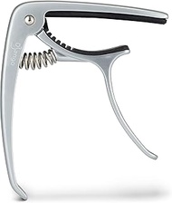 Django Guitar Capo by Pick Geek | for Acoustic, Electric, Ukulele &amp; Classical Guitars | Silver | Includes Peg Puller for Changing Strings | Easy To Use Quick-Release | Xtra Padding for Neck Protection