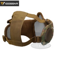 100% Quality IDOGEAR Airsoft Mask Mesh Half Face Mask With Ear Protection Paintball Gear 3601
