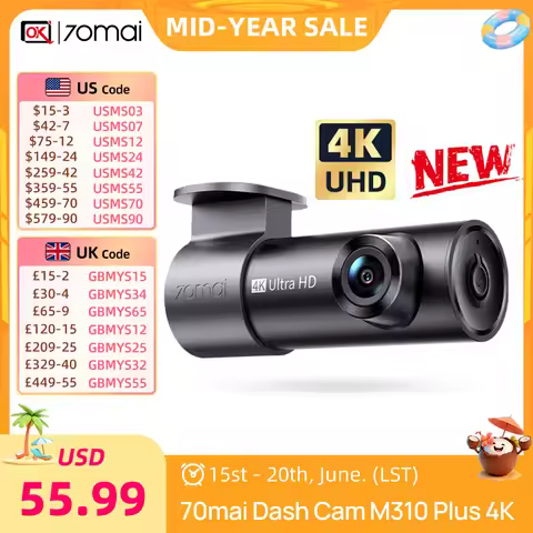New 70mai Dash Cam M310 Plus 4K Super Night Vision Support 24H Parking 360Β° Rotatable Lens WDR Car D