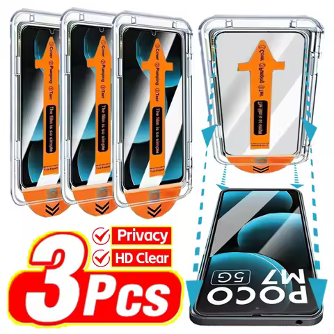 3-1PACK Tempered Glass for Xiaomi Poco M7/M7 Pro Anti-spy&HD Clear Screen Protectors Easy Installati