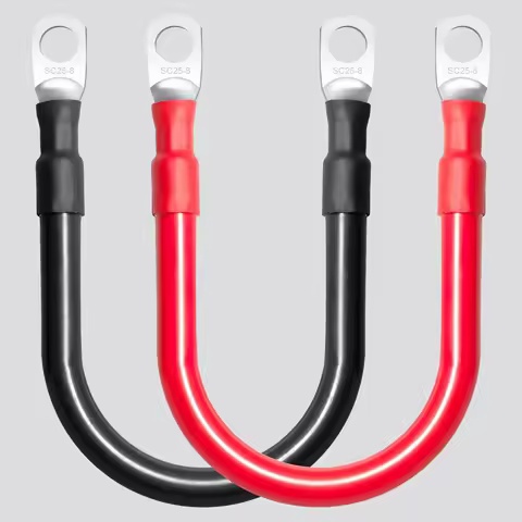 6AWG Battery Cables Set 12in Tinned Copper Power Inverter Cables with Terminals for Car Truck RV, 1 