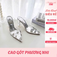Women's transparent crystal high heels with stiletto heels 9cm