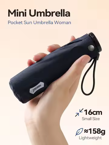 Parachase Pocket Mini Umbrella Woman UV Protection Girls Sun Umbrella Parasol 6 Ribs Carbon Fiber Co