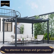 10x13 Ft Pergola, Heavy-Duty Aluminum Outdoor Pergola with Retractable Sun Shade Canopy,Metal Pergol