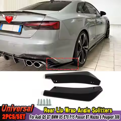 Universal Car Rear Bumper Lip Diffuser Wrap Angle Splitter For Audi Q5 Q7 BMW X5 E70 F15 Passat B7 M