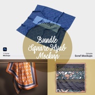 [ PSD ] Bundle Mockup Tudung Bawal l Square Hijab Scarf Mockup