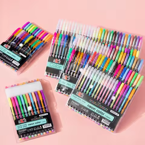 12-60Pcs Metallic Glitter Gel Pens Colorful Stationery for School Office Drawing Art Markers Highlig