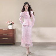 202510V Fashionable two-piece lace beaded dress suit 7236