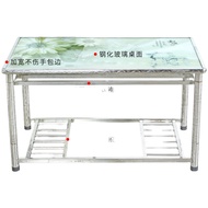 DD🍒QM Jielulong Stainless Steel Folding Table New Stainless Steel Grill Heating Table Household Rectangular Folding Dini