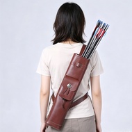 Cowhide Back Arrow Quiver 3‑Point Traditional Recurve Bow Arrow Bag Holder Archery Outdoor Hunting S