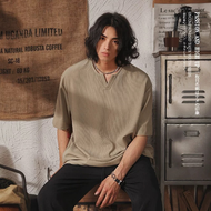 【READY STOCK】ProMan men plain waffle V-Neck Short Sleeve Simple baju t shirt lelaki berkolar hitam L