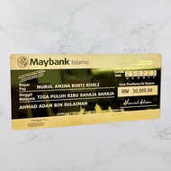 Mockup Hantaran Replika Cek untuk mas kahwin dan duit hantaran.