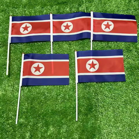 SKY FLAG north Korea hand Flag 10/20/50/100pcs 21*14cm north Korea Hand Waving Flags With plastic po