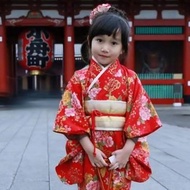 手作兒童和服 小孩版 和風紅牡丹