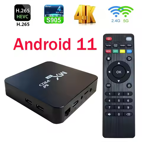 MX-Pro Smart TV Box 4K HD Android 11 Amlogic S905 Quad-Core 4G/5G Dual band WiFi 3D Video Media Play